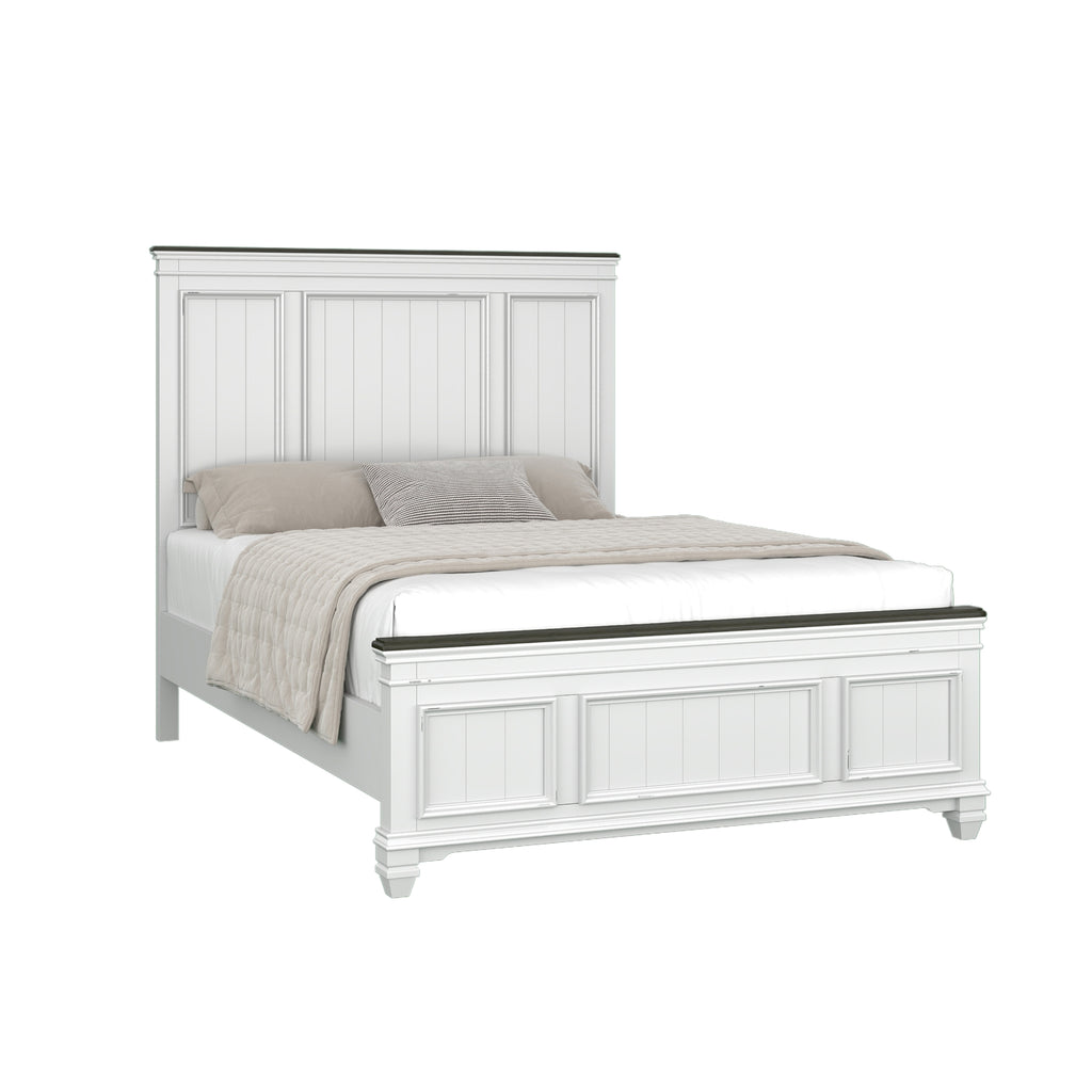 Clelane Wood Bedroom Set with Shiplap Panel Queen Bed, Dresser, Mirror, and Nightstand - Grand Goldman Shop