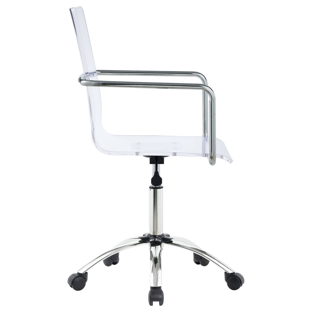 Clear and Chrome Acrylic Office Chair with Caster Wheels - Futuristic Design, Adjustable Height, Durable Metal Frame | Premiu