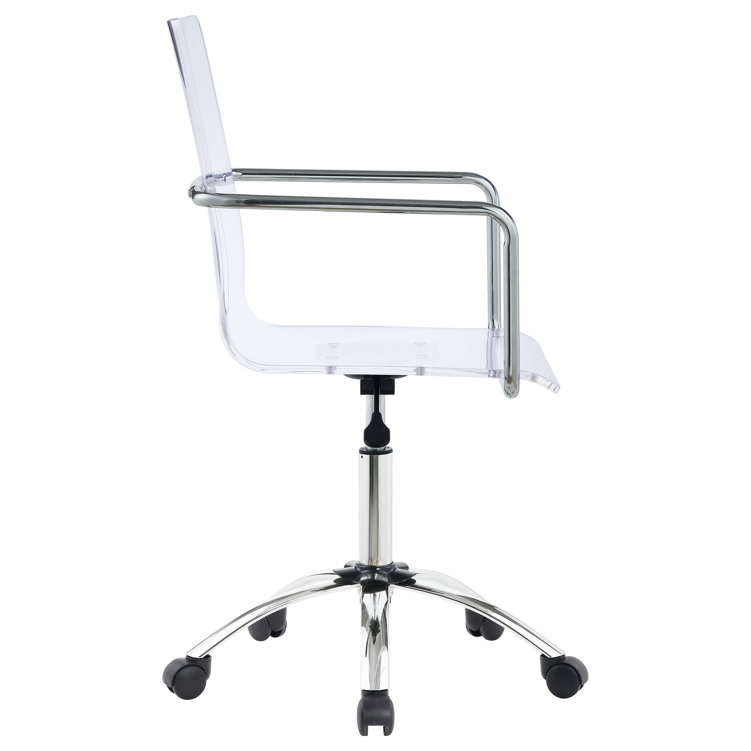 Clear and Chrome Acrylic Office Chair with Caster Wheels - Futuristic Design, Adjustable Height, Durable Metal Frame | Premiu