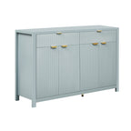 U_STYLE Modern 55.1'' Sideboard Buffet Cabinet with 2 Drawers & 4 Doors, Adjustable Shelves, Wave-Pattern Design, Aluminum Handles, Painted MDF, Scandinavian Storage for Dining Room, Living Room - Grand Goldman Shop