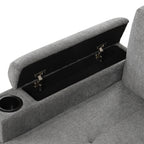 Modern L-shaped Convertible Sofa Bed with Storage, Cup Holders, USB Ports, Gray Chenille, 83.5' - Grand Goldman Shop