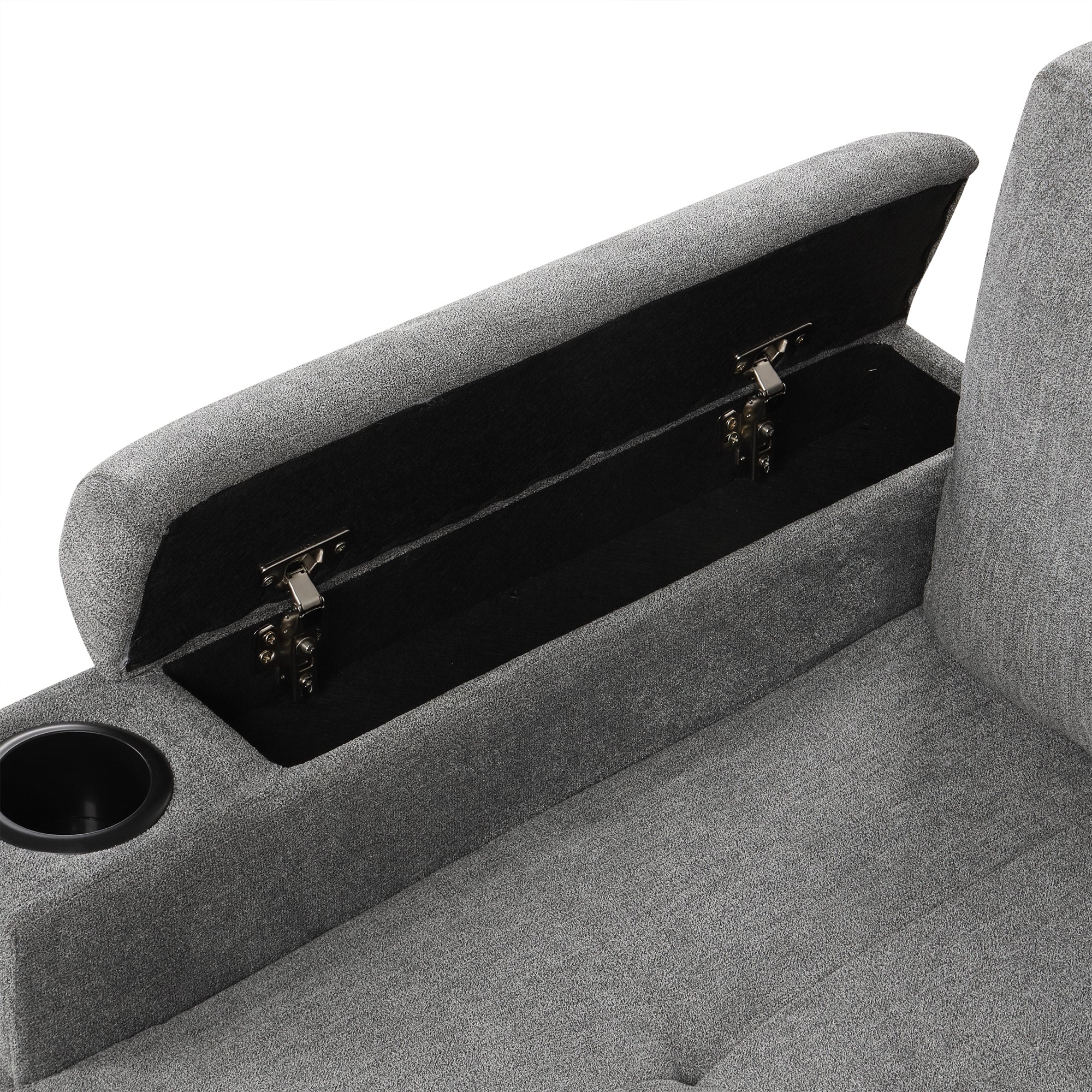 Modern L-shaped Convertible Sofa Bed with Storage, Cup Holders, USB Ports, Gray Chenille, 83.5' - Grand Goldman Shop