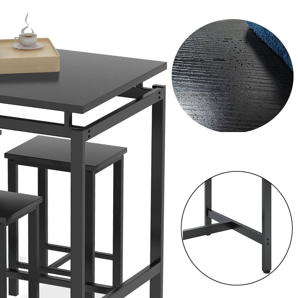 5 Pieces Dining Table Set for 4,Black Bar Table Set with 4 Bar Stools Counter Height Bar Table and Chairs Set. Pub Table Set Breakfast Table for Kitchen, Small Space - Grand Goldman Shop