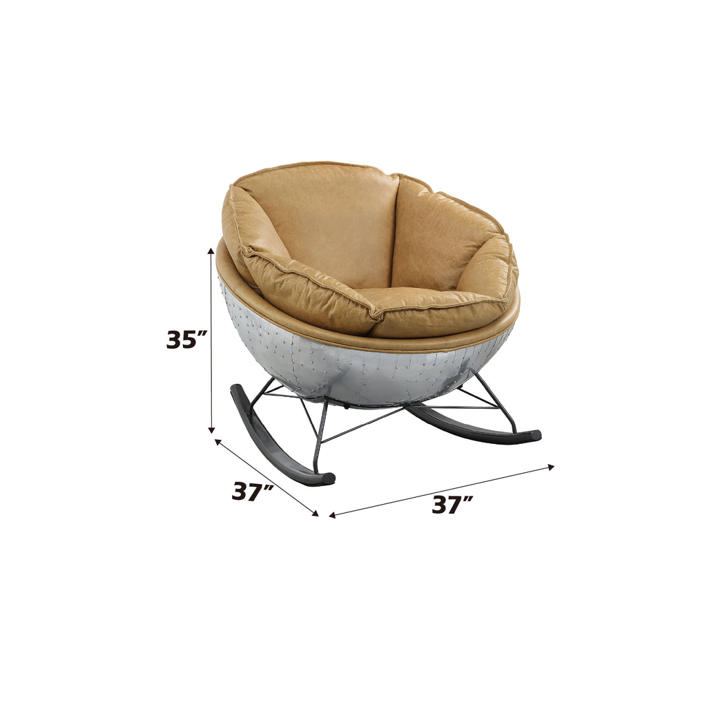Pippin Morocco Top Grain Leather Rocking Chair - Grand Goldman Shop
