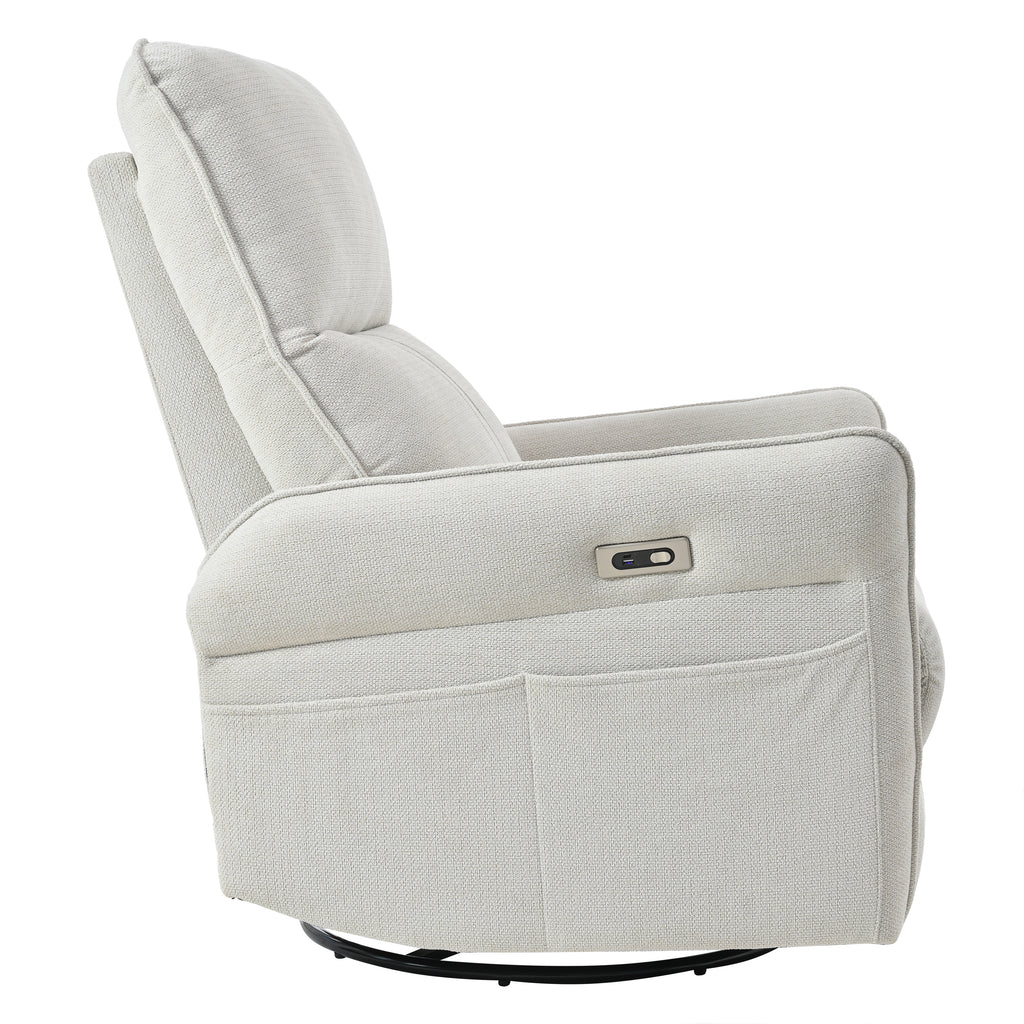270° Power Swivel Rocker Recliner Chair for Adults, Swivel Rocking Recliner Chair,Electric Small Recliners for Small Spaces, Single Sofa Recliner for Living Room, Bedroom,RV (Fabric Gray+270°Swivel) - Grand Goldman Shop