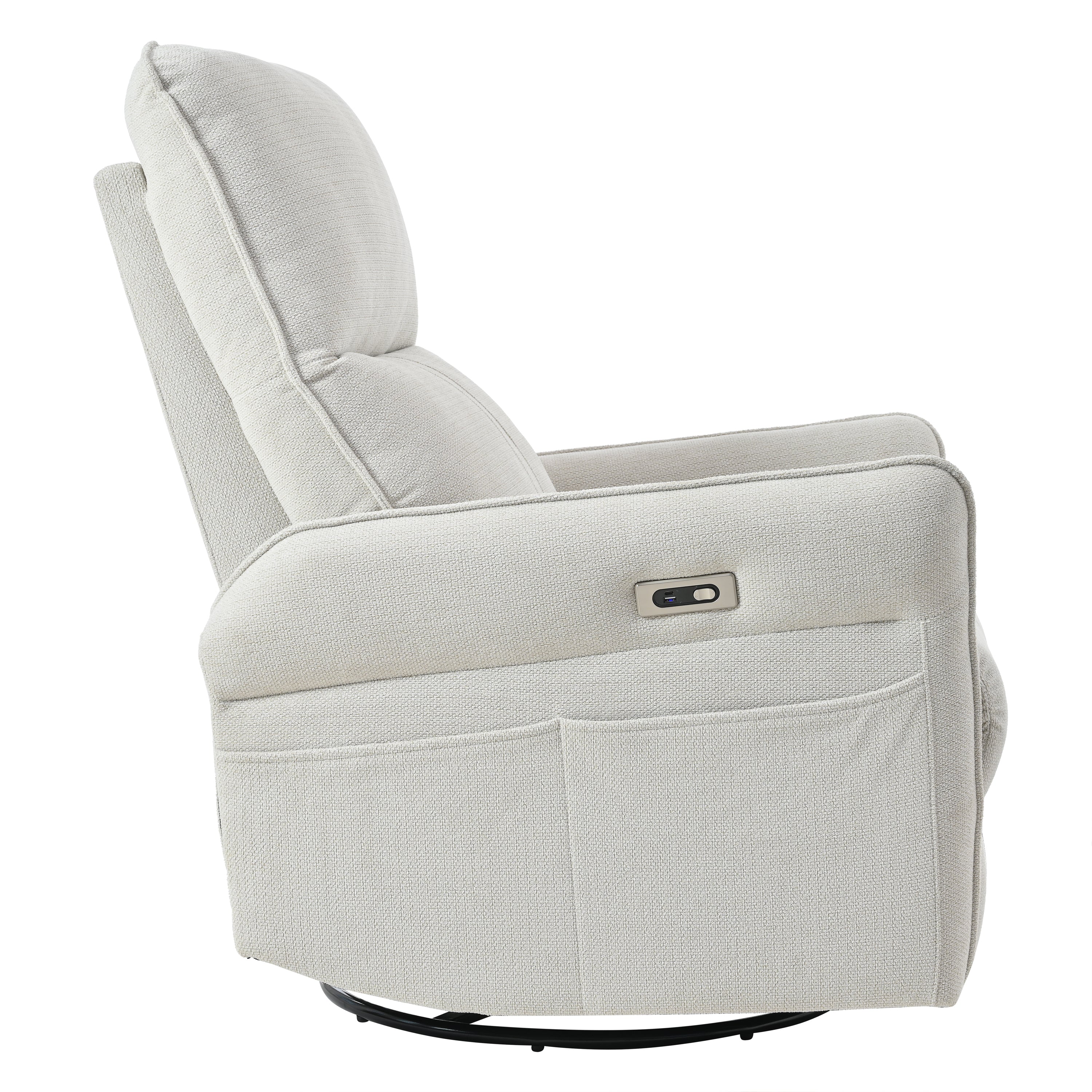 270° Power Swivel Rocker Recliner Chair for Adults, Swivel Rocking Recliner Chair,Electric Small Recliners for Small Spaces, Single Sofa Recliner for Living Room, Bedroom,RV (Fabric Gray+270°Swivel) - Grand Goldman Shop