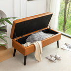Storage Bench with Storage Bench for Bedroom End of Bed Bench Foot of Bed Bench Entryway Bench Storage Ottoman Bench 43.3' W x 17.7' Brown Leather Bench - Grand Goldman Shop