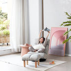 Japanese-Style  Gray with Metal Frame Adjustable Reclining Floor Chair – Tatami Lazy Sofa for Balcony or Bedroom - Grand Goldman Shop
