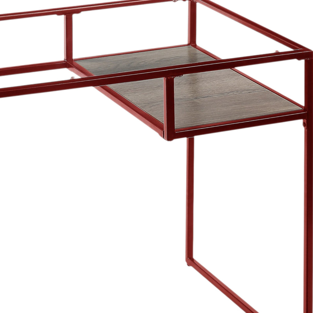 Yasin Glass Top & Red Finish Writing Desk | Premium Home Decor - Grand Goldman