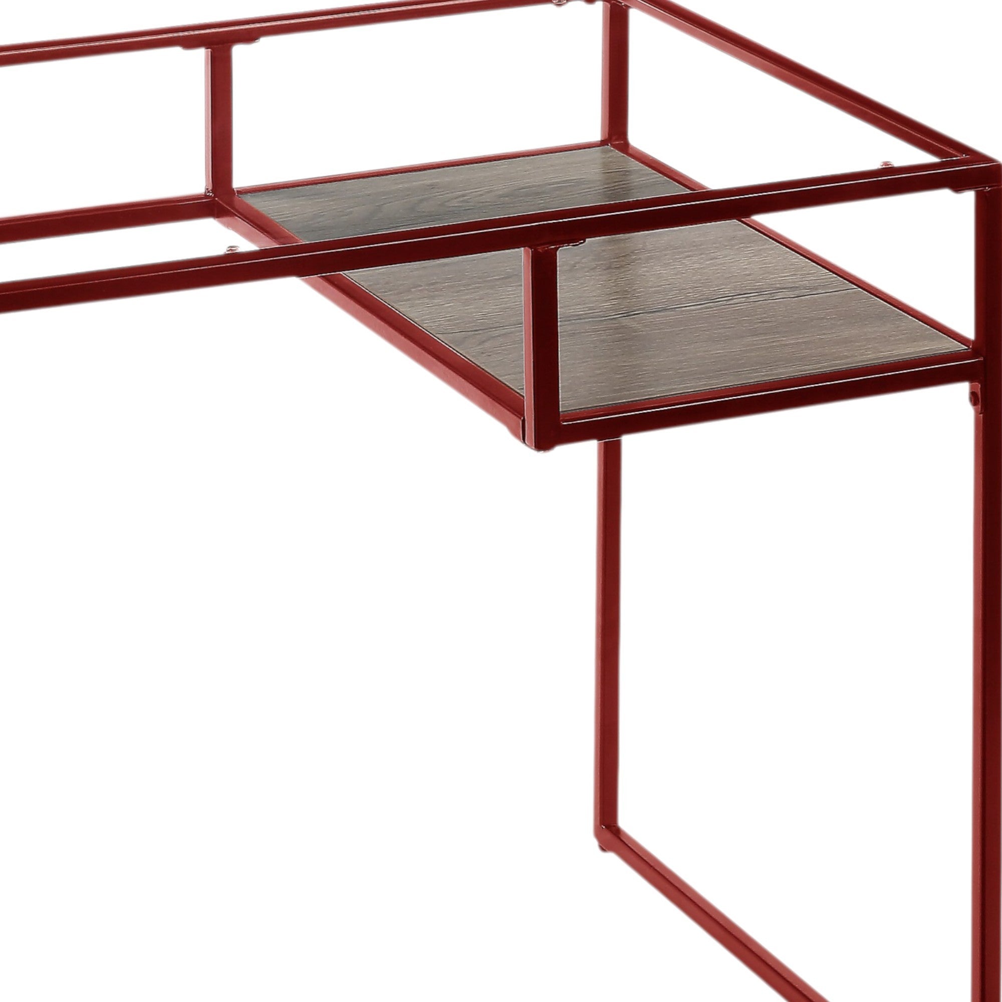 Yasin Glass Top & Red Finish Writing Desk | Premium Home Decor - Grand Goldman