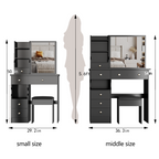 29.2' Small Space Left Drawer Desktop Vanity Table + Cushioned Stool, Extra Large Right sliding mirror, Multi Layer High Capacity Storage, Practical Fashionable Dresser, EPA, GCC, UL Certificate - Grand Goldman Shop