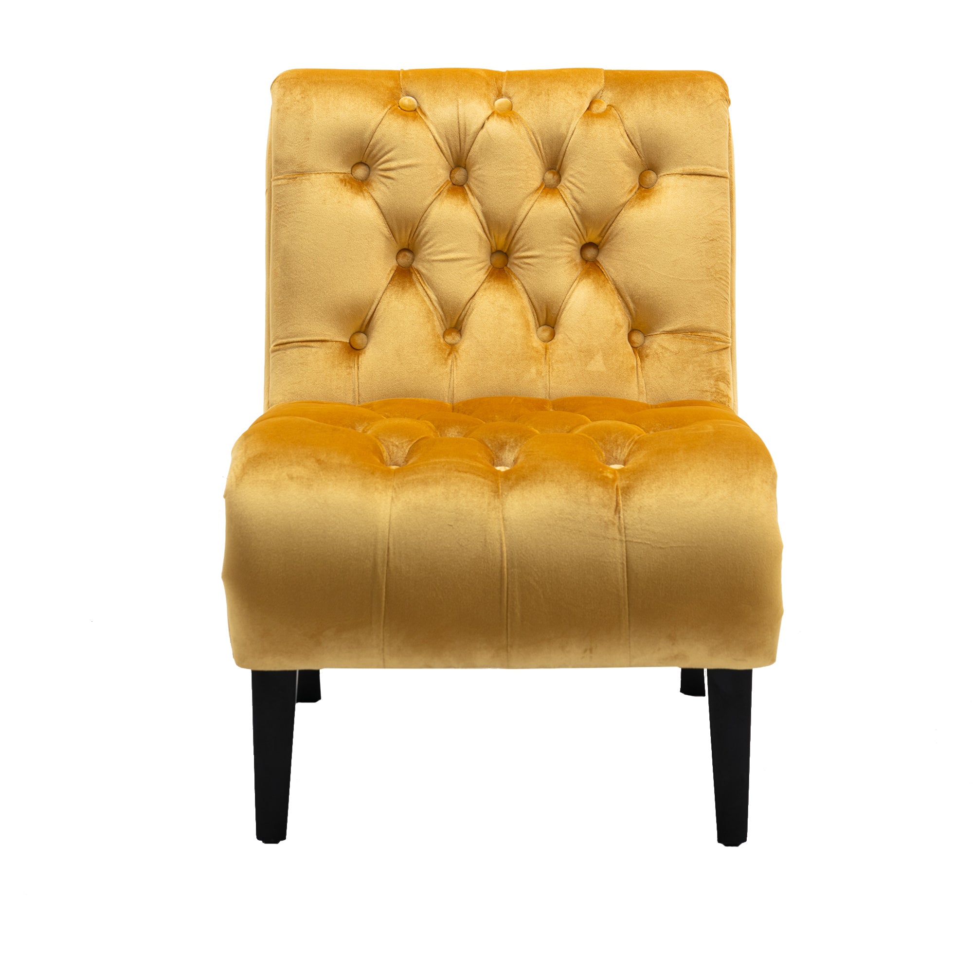 COOLMORE Modern Velvet Armless Accent Living Room Chair / Leisure Chair,Upholstered Fabric Button Comfortable Chair with Wooden Legs for Bedroom, Living Room, Office (Mustard Velvet) - Grand Goldman Shop