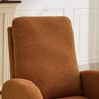 27.2'W Rocking Chair for Nursery, Sherpa Glider Chair with High Back and Side Pocket, Rocking Accent Armchair with Rubber Wood Legs for Living Room/Bedroom.Caramel - Grand Goldman Shop
