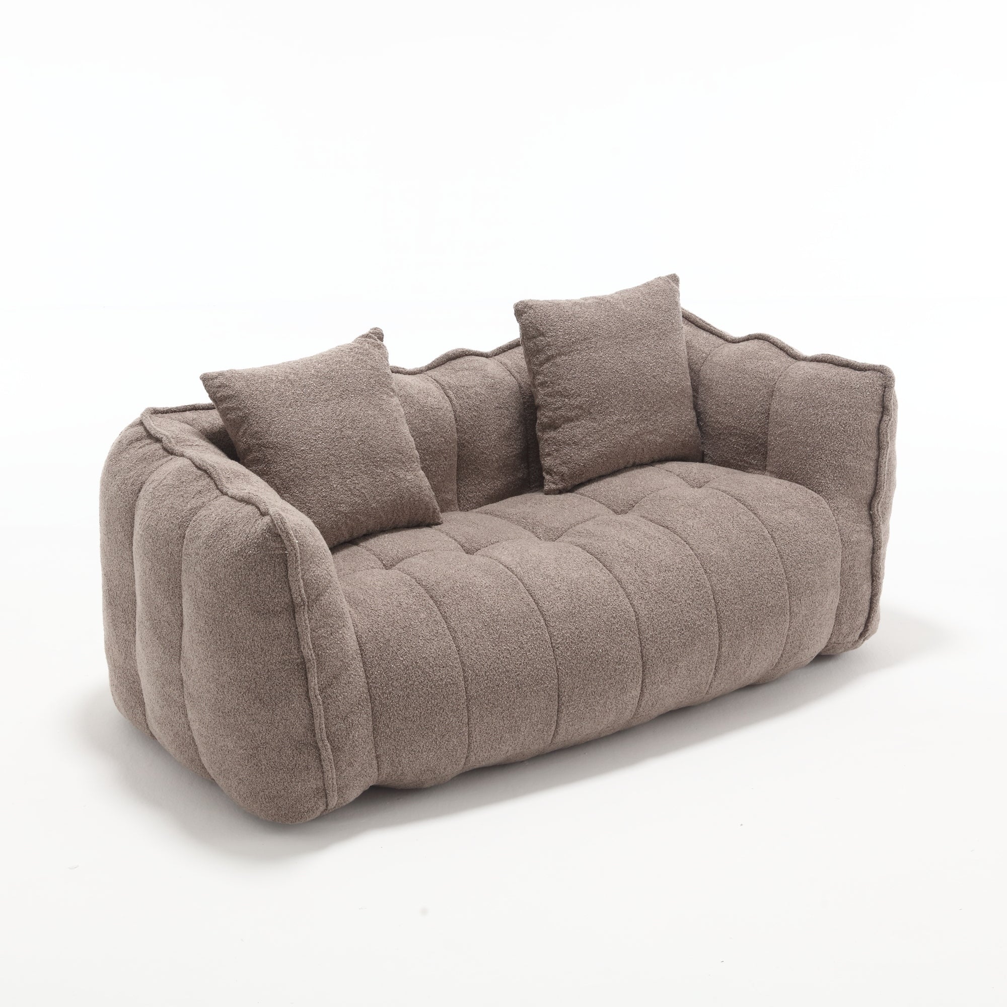 Cozy Beanbag Chair with High Resilience Foam Core for Two  -Brown Chenille, 66x35x25 inches - Grand Goldman Shop