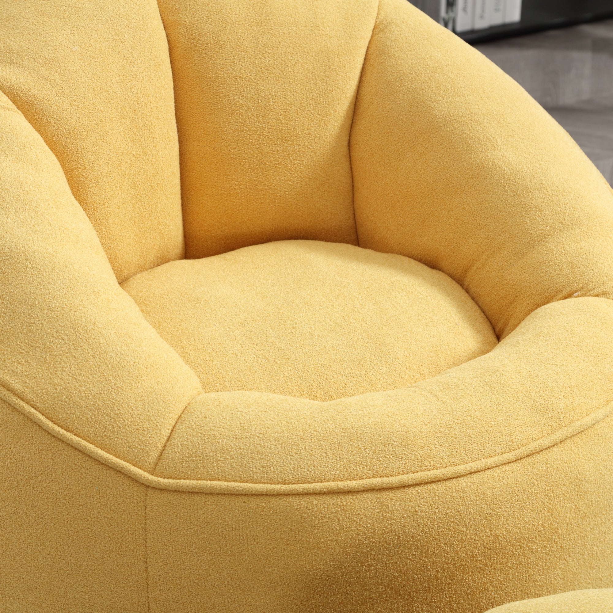 Bedding Bean Bag Sofa Chair with High-Pressure Foam and Footrest, Yellow Microfiber - Grand Goldman Shop