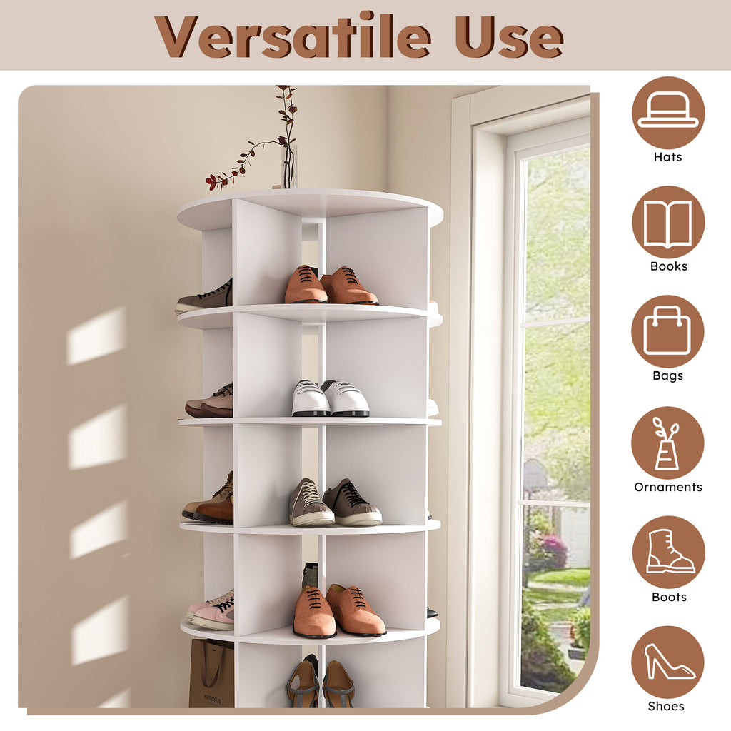 6-Tier Spinning Shoe Rack, Free Standing 360° Revolving Shoe Organizer,white - Grand Goldman Shop