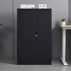 Black Metal Storage Cabinet with Locking Doors and Adjustable Shelf, Folding Filing Cabinet for Home Office, School, Garage, 