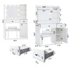 Vanity Desk with Lights, Vanity Set with Mirror, Makeup Vanity Desk with Large Drawers & Three Level Storage Dreeser, Vanitys/Vanities with 3 Lights Brightness Adjustable for Bedroom, White - Grand Goldman Shop