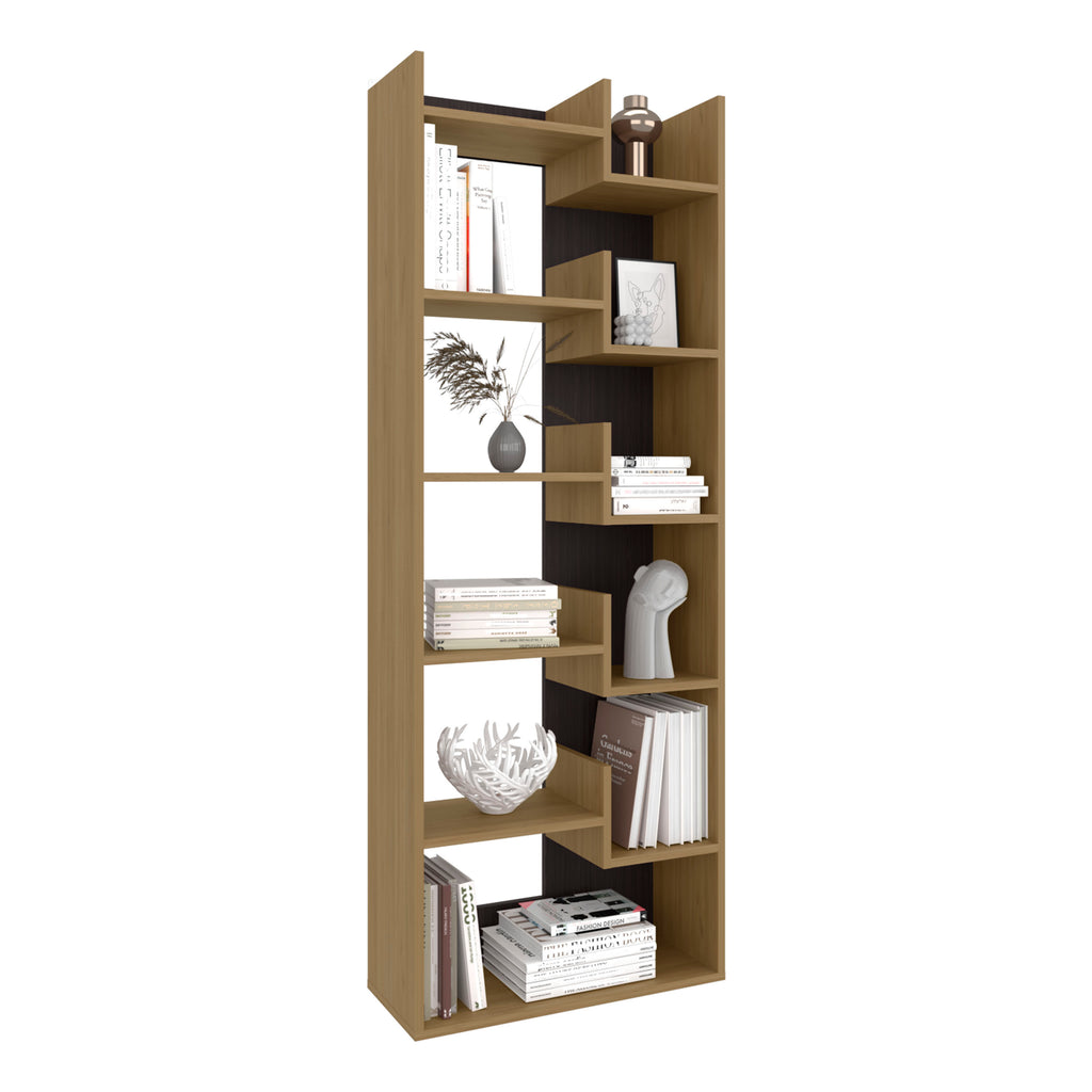 Clover 67' Tall Free standing 6-Tier Bookcase Storage Cabinet, Home Office, Living room, Bookshelf Dark Walnut | Premium Home