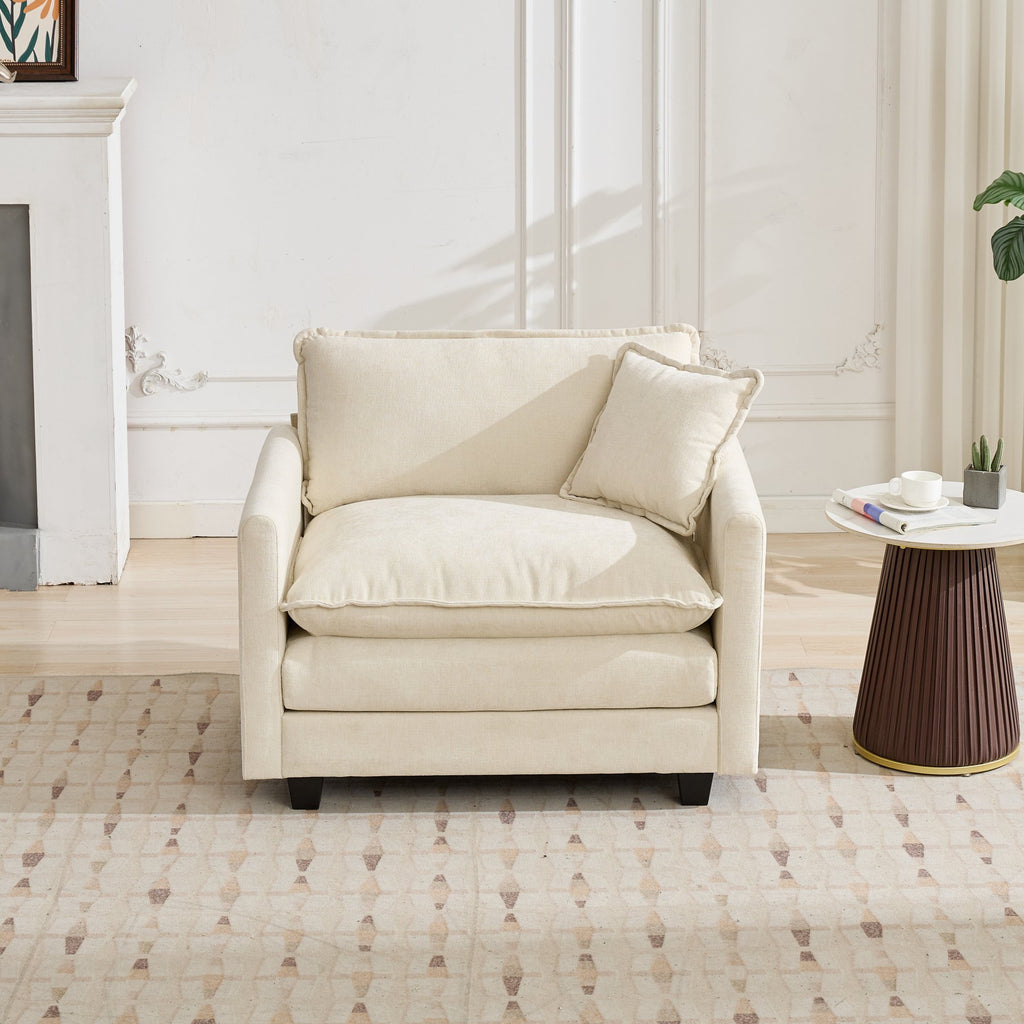 Cloud Sofa one Seat (Armrests are not included), Modern Sectional Couch, for Living Room Bedroom and Apartment, Comfy Double Layer Upholstered Seat Cushion, Breathable Chenille Fabric, Beige - Grand Goldman Shop