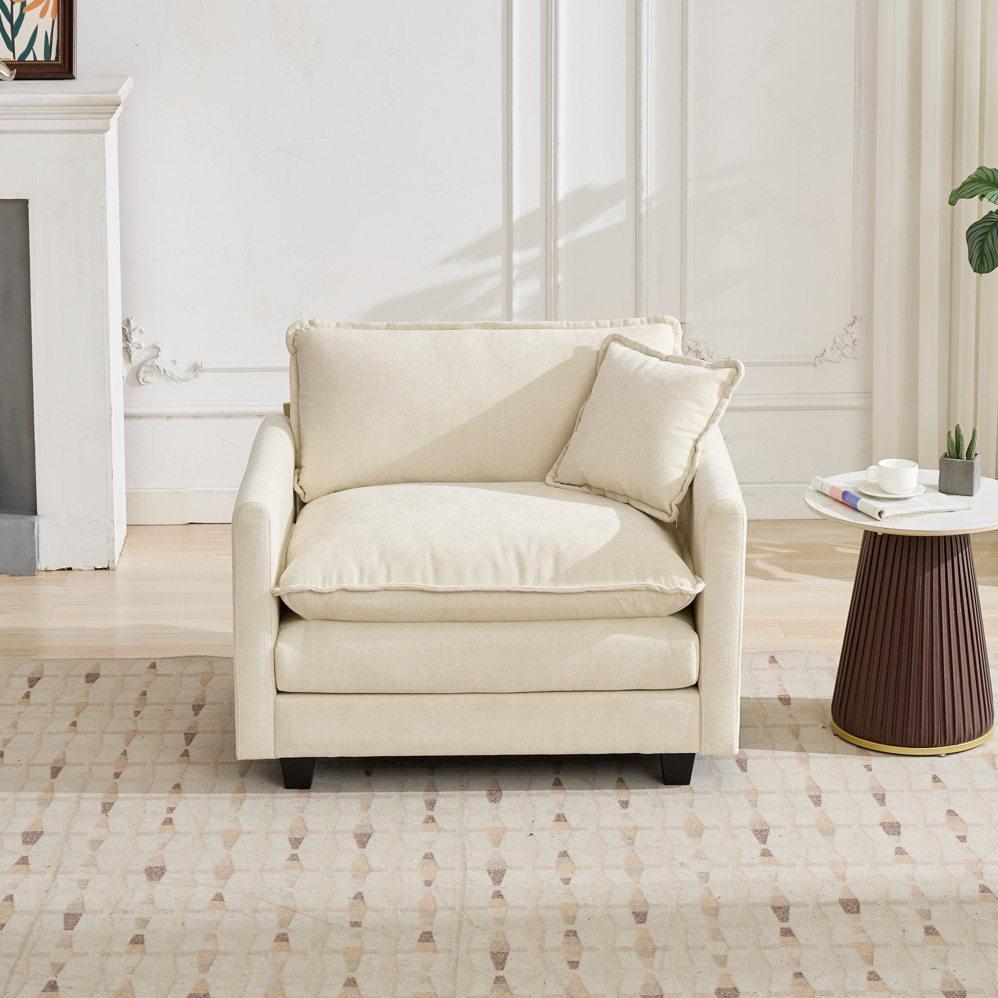 Cloud Sofa one Seat (Armrests are not included), Modern Sectional Couch, for Living Room Bedroom and Apartment, Comfy Double Layer Upholstered Seat Cushion, Breathable Chenille Fabric, Beige - Grand Goldman Shop
