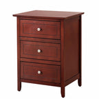 Transitional Cherry Nightstand for Bedrooms with Three Drawers and Durable Particle Board Construction - Grand Goldman Shop