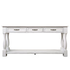 63inch Long Wood Console Table with 3 Drawers and 1 Bottom Shelf for Entryway Hallway Easy Assembly Extra-thick Sofa Table (Antique White) - Grand Goldman Shop
