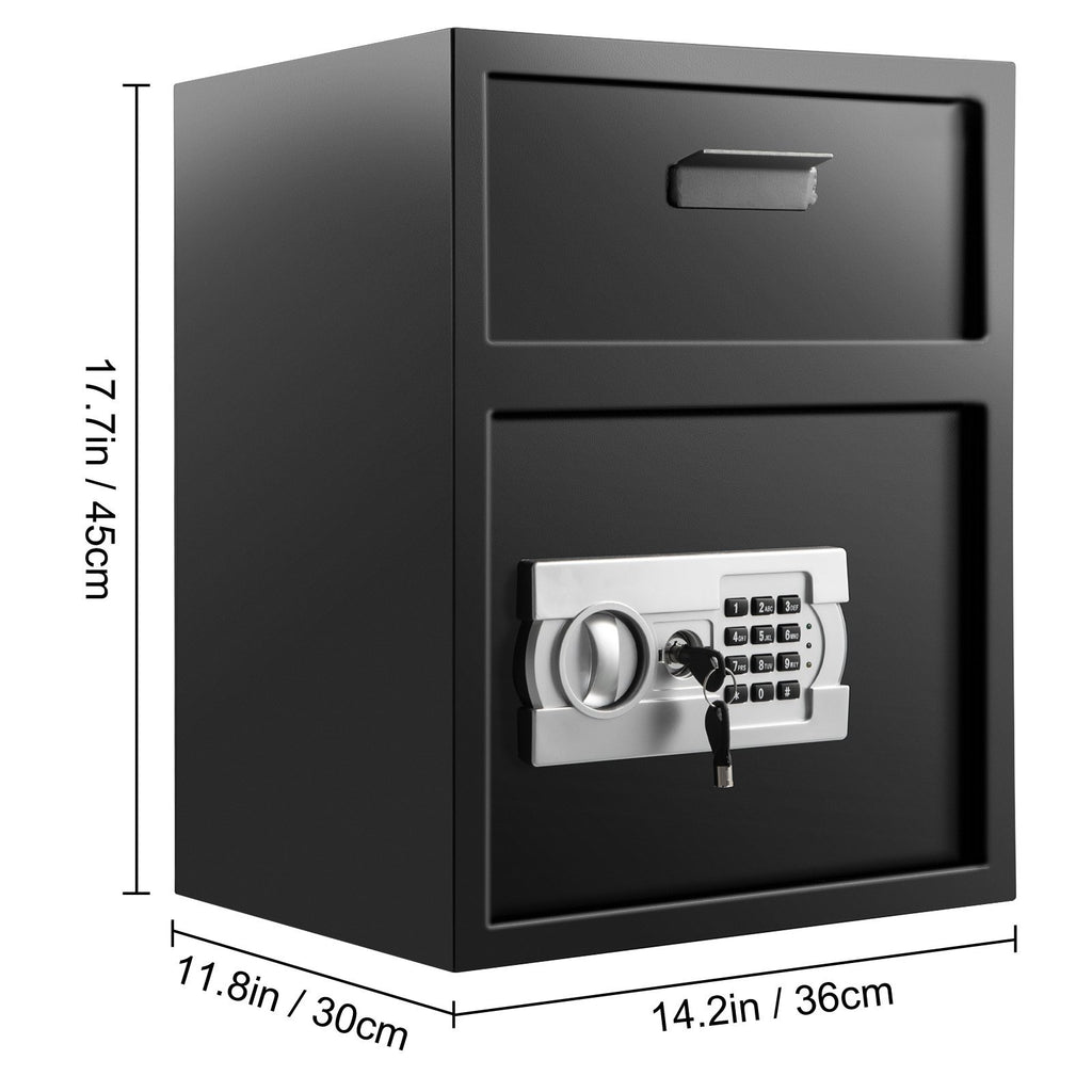 Digital Depository Safe 1.7 Cubic Feet Made of Carbon Steel Electronic Code Lock Depository Safe with Deposit Slot with Two E