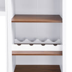 Farmhouse Entertainment Wall Unit with Bookshelf for TVs Up to 70', Walnut TV Stand with Adjustable Shelves, Mid-Century Media Console with Wine Rack for Living Room, White (NEW SKU: N721S000046K-2) - Grand Goldman Shop