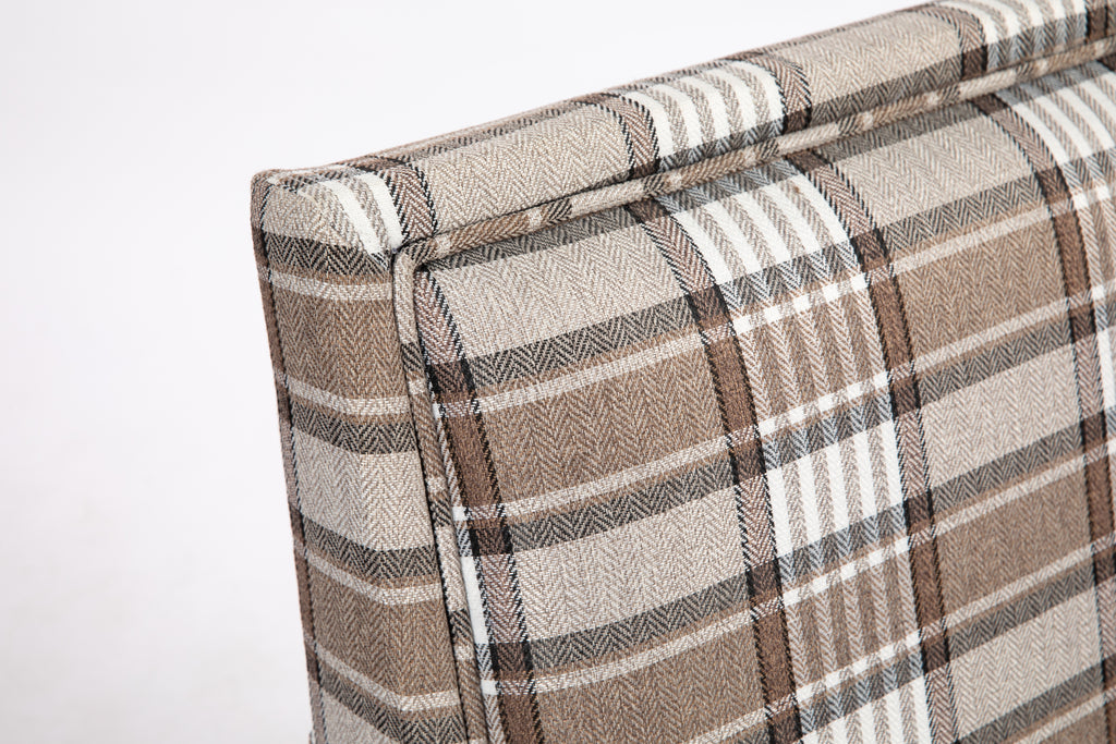 Upholstered Accent Chair, Vintage Armchair with Brown Linen Fabric and Nailhead Trim for Living Room - Grand Goldman Shop