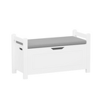 Kids Toy Box Chest White Storage Cabinet with Cushion Seat Bench Flip-Top Lid Safety Hinge for Nursery Playroom | Premium Hom