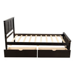 Espresso Platform Storage Bed with 2 Wheel-Base Drawers, Twin Size Frame, Pine Wood and MDF Construction - Grand Goldman Shop