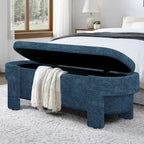 Linen Fabric Upholstered Bench with Large Storage Space for the Living Room, Entryway and Bedroom,dark blue( 51.5''x20.5''x17'' ) - Grand Goldman Shop