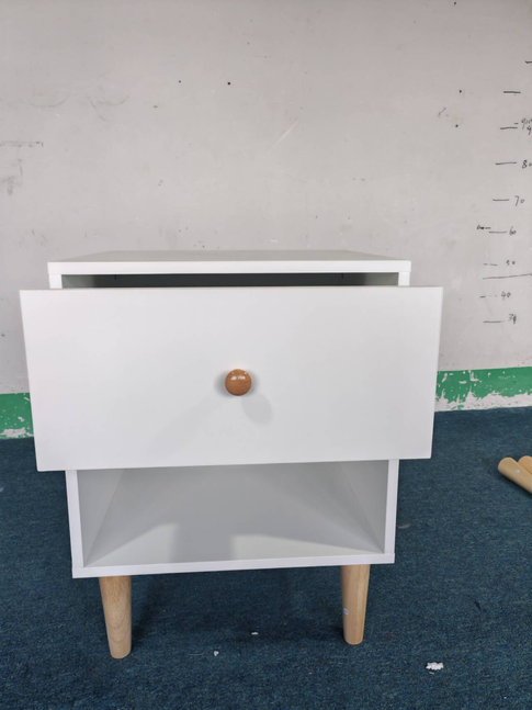 23.22''H White MDF Wooden Nightstand with One Drawer and One Shelf for Kids and Adults - Grand Goldman Shop