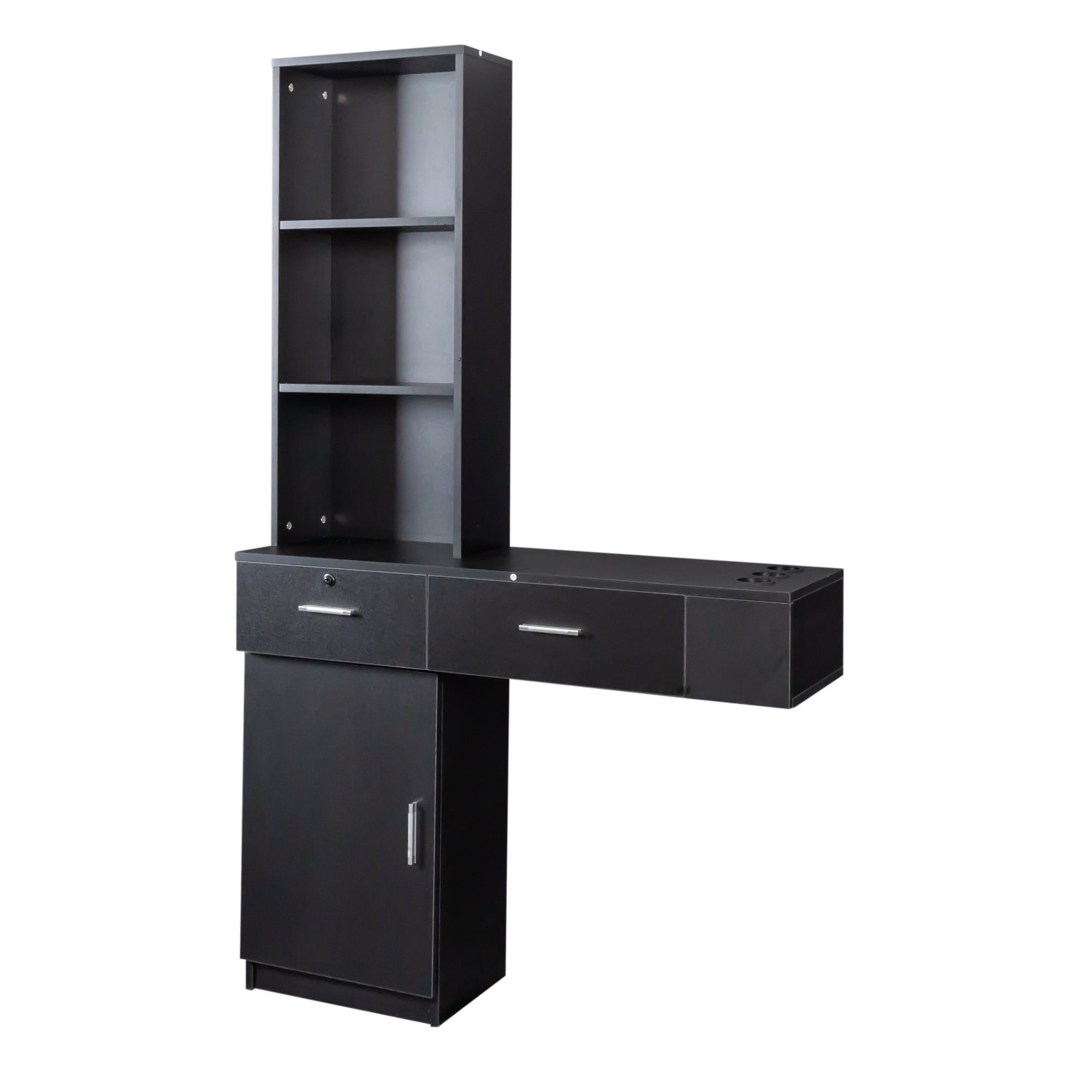 Black modern simple hair desk, multi-layer storage, large storage space - Grand Goldman Shop