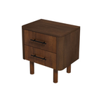Logan Mid Century Modern Walnut Nightstand with 2 Drawers, Solid Wood, 24x 22x15 inches Drawers and Storage Shelf for Bedrooms, Small Spaces, Bedside Table - Grand Goldman Shop