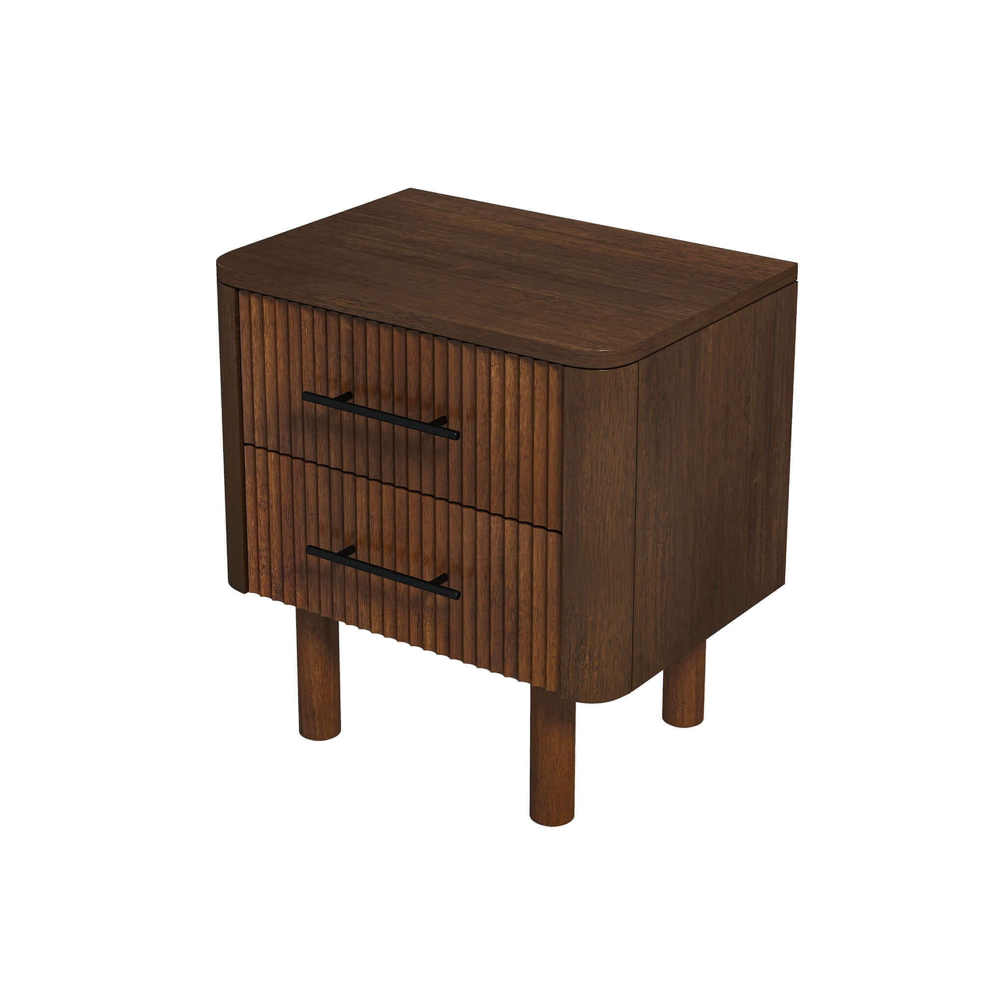 Logan Mid Century Modern Walnut Nightstand with 2 Drawers, Solid Wood, 24x 22x15 inches Drawers and Storage Shelf for Bedrooms, Small Spaces, Bedside Table - Grand Goldman Shop
