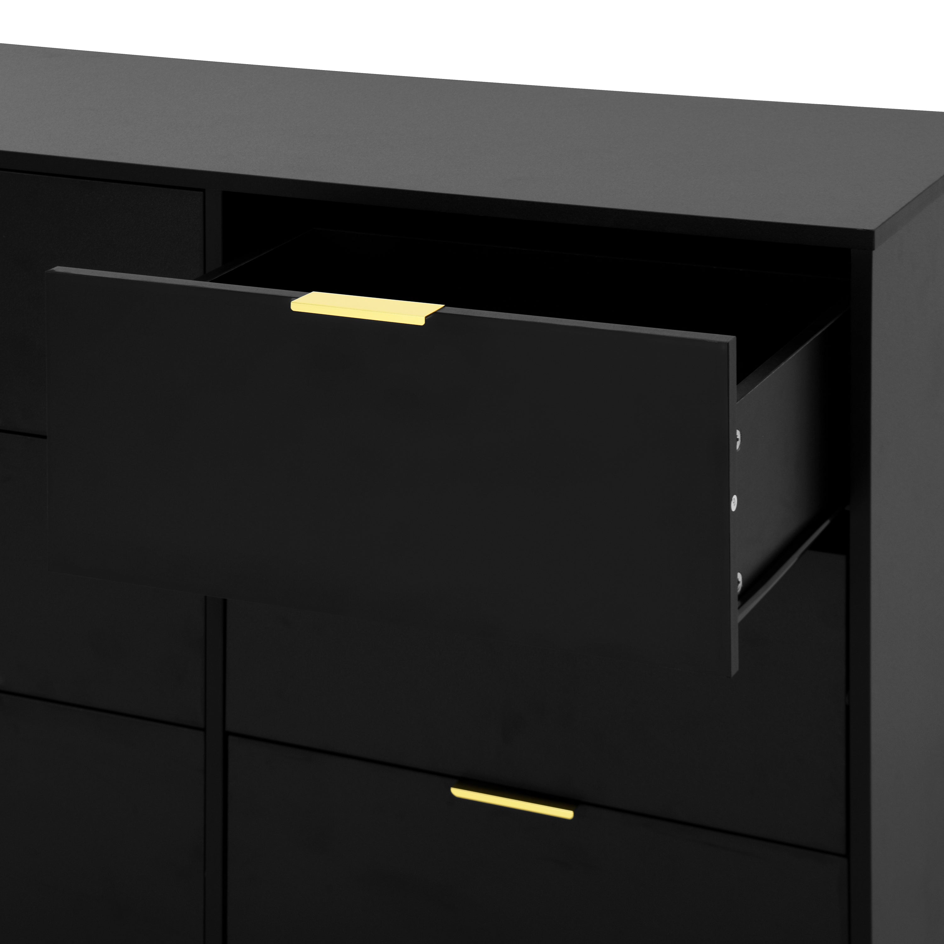 Black 9 Drawer Dresser, 63' Large Deep Chest of Drawers, Wooden Dresser Storage Cabinet with 9 Drawers for Bedroom, Long Dressers for Living Room, Hallway - Grand Goldman Shop