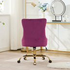 A&A Furniture Office Chair,Modern Velvet Upholstered Tufted Button Home Office Chair with Golden Metal Base,Adjustable Desk C
