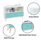 Kids bookcase with Collapsible Fabric Drawers, Children's Book Display, Toy Storage Cabinet Organizer, White/Blue - Grand Gol