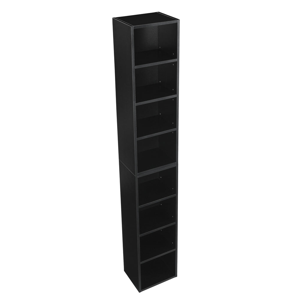8-Tier Media Tower Rack, CD DVD Slim Storage Cabinet with Adjustable Shelves, Tall Narrow Bookcase Display Bookshelf for Home Office,Multi-functional double-decker bookcase - Grand Goldman Shop