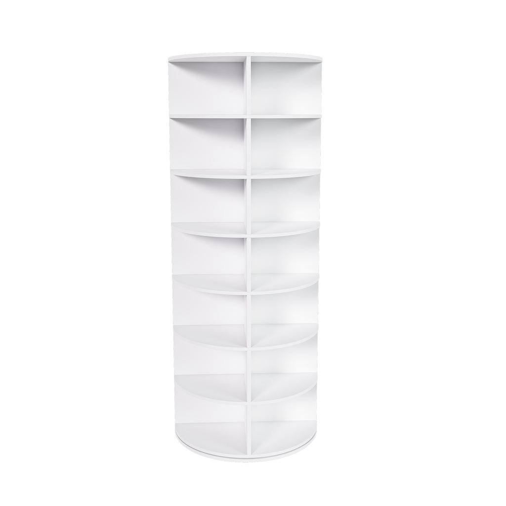 Rotating Shoe Rack Tower, 7-Tier Spinning Storage Rack, Free Standing 360° Revolving Organizer in White with Durable PVC Construction - Grand Goldman Shop