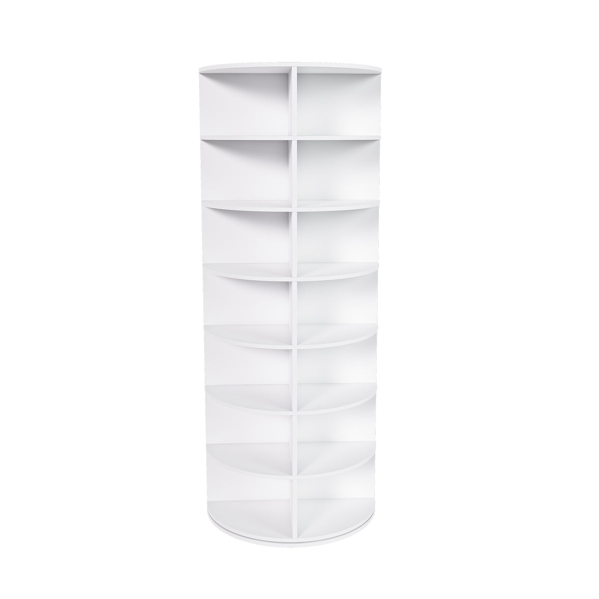 Rotating Shoe Rack Tower, 7-Tier Spinning Storage Rack, Free Standing 360° Revolving Organizer in White with Durable PVC Construction - Grand Goldman Shop