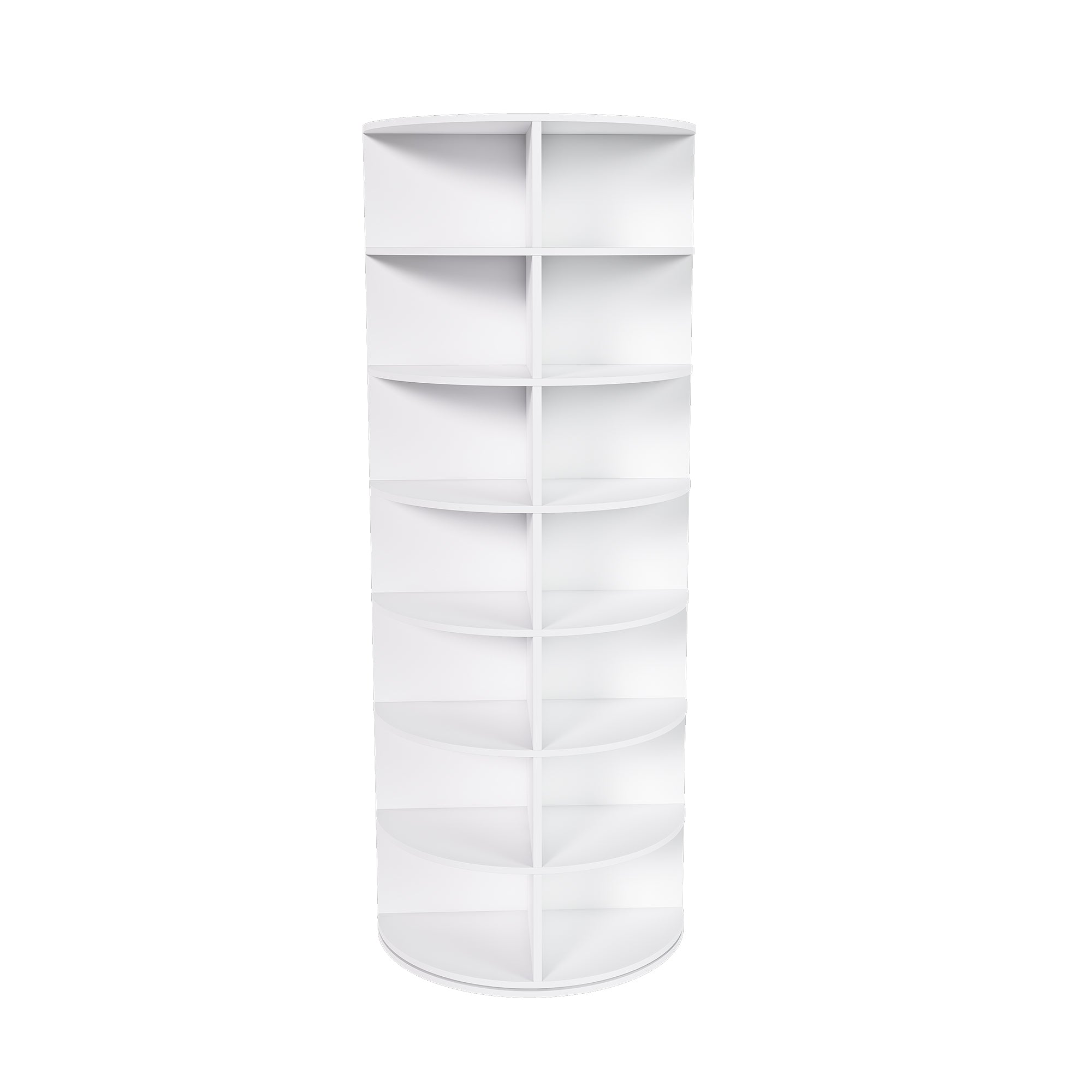 Rotating Shoe Rack Tower, 7-Tier Spinning Storage Rack, Free Standing 360° Revolving Organizer in White with Durable PVC Construction - Grand Goldman Shop