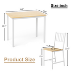Dining Table Set, Bar Table with 2 Dining chairs, Kitchen Table Counter with Chairs, Industrial for Kitchen Breakfast Table, Living Room, Party Room,Natural and White,35.4″L x23.6″W x 29.7″H - Grand Goldman Shop