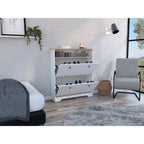 Shoe Rack Dublin, One Open Shelf, Two Extendable Cabinets, Light Oak / White Finish - Grand Goldman Shop