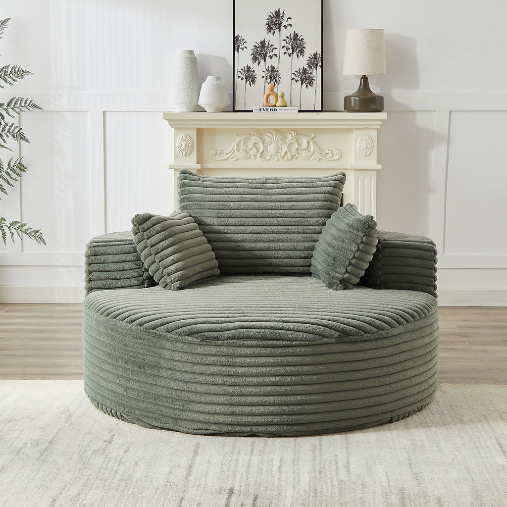 55'L Corduroy Sponge single sofa,No Assembly Required,Fluffy Modern Sleeper Chair for Living room, Bedroom, Lounge and Projection Room(Not a swivel chair.) - Grand Goldman Shop