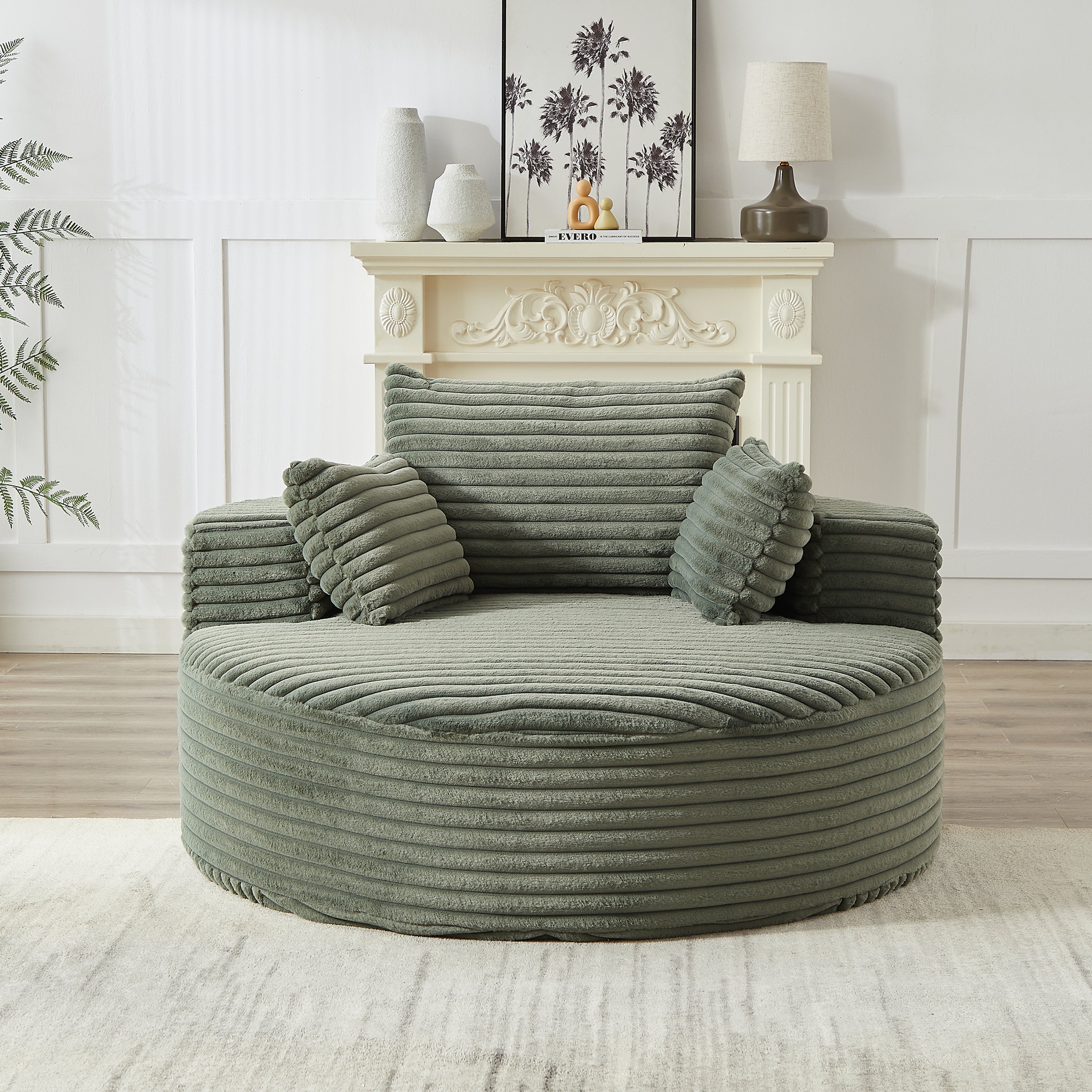 55'L Corduroy Sponge single sofa,No Assembly Required,Fluffy Modern Sleeper Chair for Living room, Bedroom, Lounge and Projection Room(Not a swivel chair.) - Grand Goldman Shop