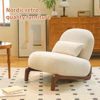Cute Accent Chair with Solid Wood Legs, Living Room Chair with Soft Fabric Cushion, Cozy Bedroom Chair, Comfy Armless Reading Chair for Apartment, Waiting Room, Balcony (White) - Grand Goldman Shop