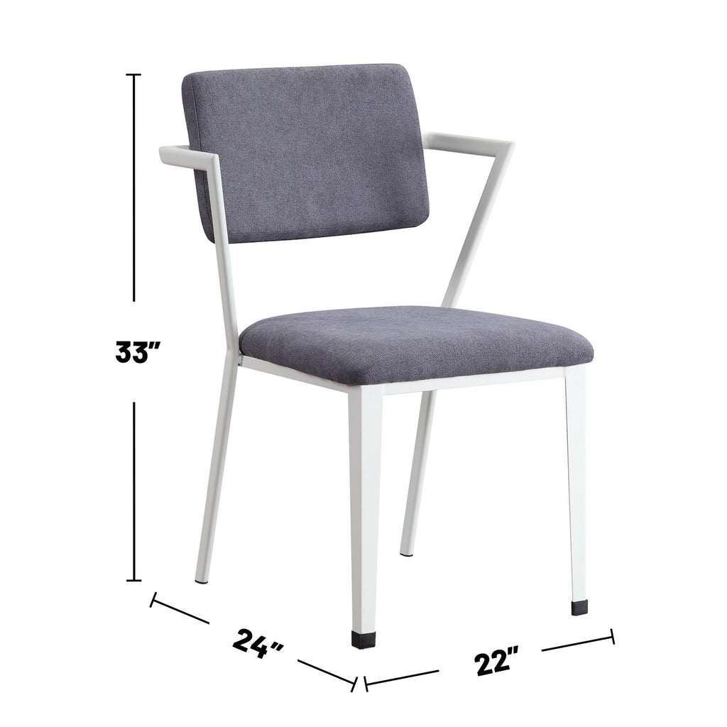 Metal Frame Office Chair with Padded Cushion, Gray and White - Grand Goldman